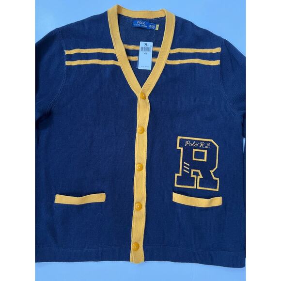 Polo Ralph Lauren Mens Varsity Letterman Patch Cardigan Sweater Size 2XL NWT - Picture 3 of 12